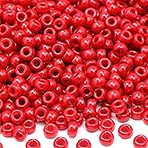 GMMA 1000 Pcs Red Pony Beads for Jewelry Making, Christmas & DIY Bracelets & Necklaces, 6x9mm, Perfect for Parties & Independence Day Decorations