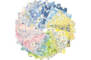 Retro Floral Print Precut Quilting Fabric 100% Cotton Fabric Squares 8x8 for Quilt Beginners (25Pcs) SZRUIZFZ