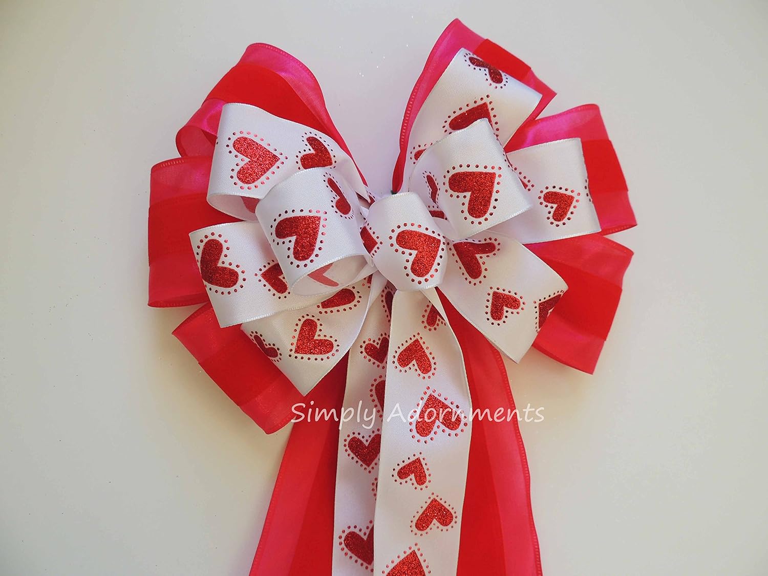 Amazon.com: Pink Red Valentine heart Wreath Bow Red Pink Valentine