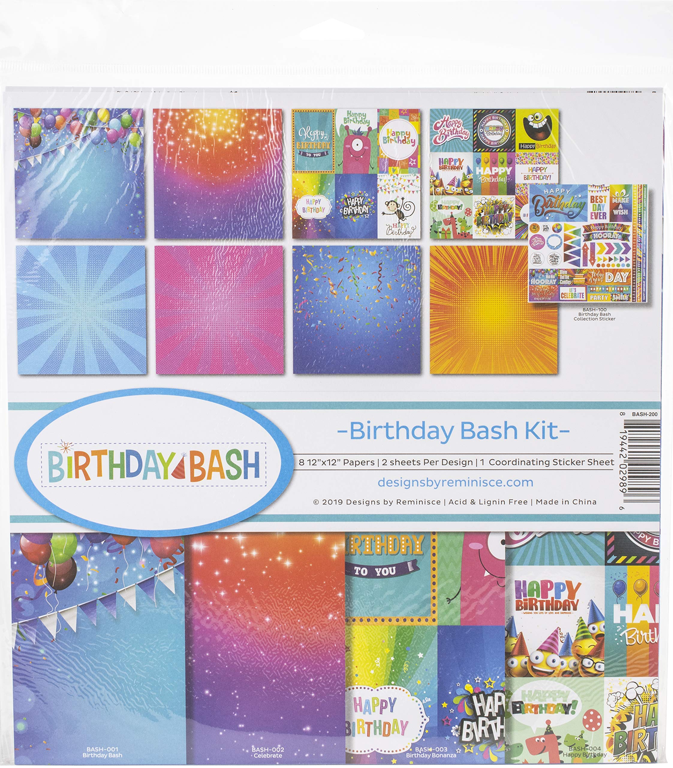 REMINISCE Bday Collection 12X12 KIT, Birthday Bash, One Size