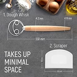 13 Inch Danish Dough Whisk with Dough