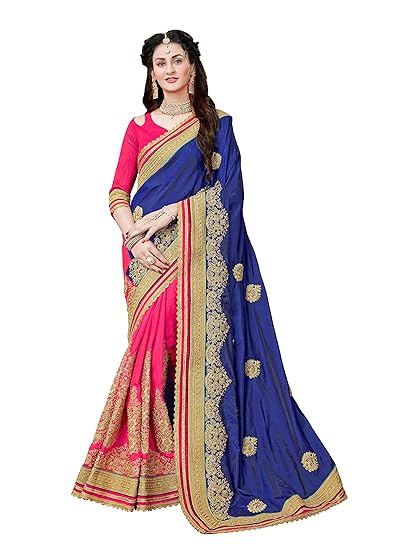 Women's Silk Saree With Blouse Piece (MN359_ Blue)