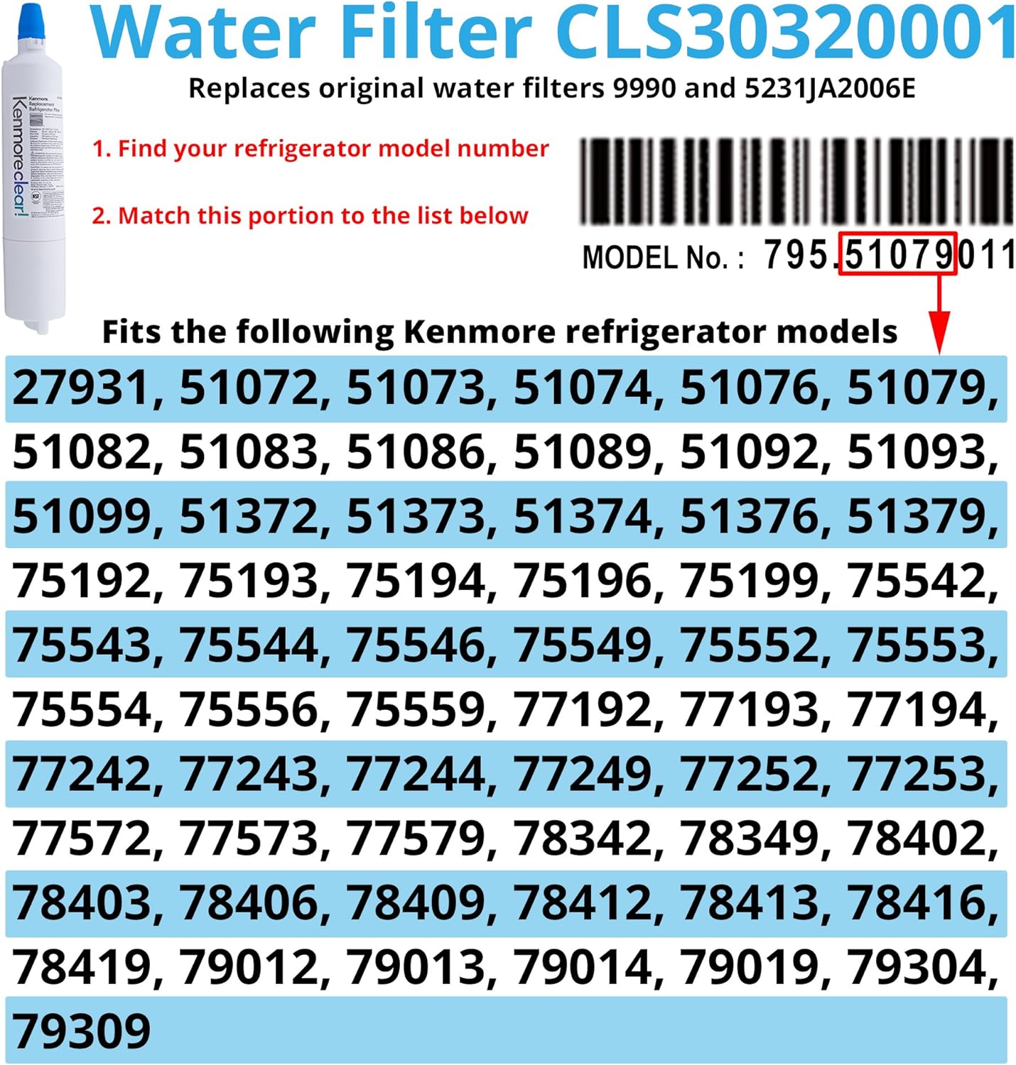 Kenmore 9990 Refrigerator Water Filter, White: Home Improvement