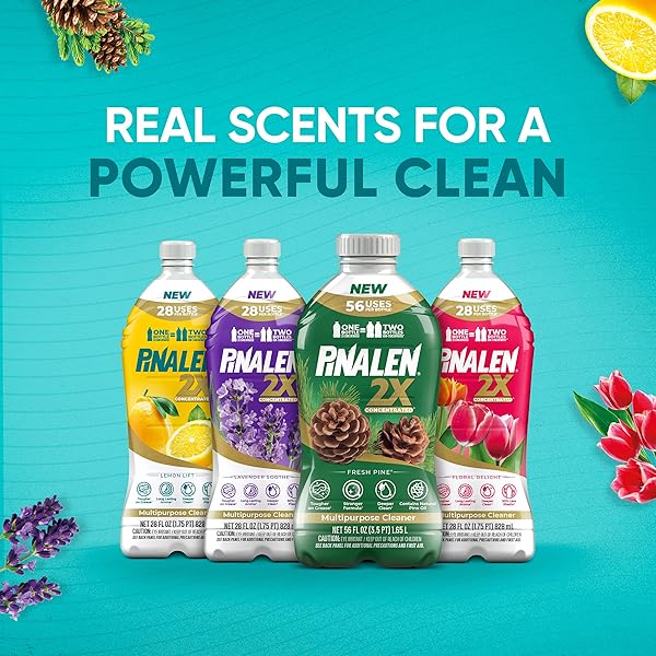 PINALEN 2X MAX AROMAS CONCENTRATED MULTIPURPOSE CLEANER – FLORAL DELIGHT SCENT – 108 FL OZ – ALL PURPOSE CLEANER FOR KITCHEN, BATHROOM, FLOORS & OUTDOORS