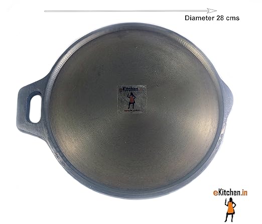 Ekitchen Cast Pre-Seasoned Iron Flat Tawa / Pan / Dosa Kal Diameter -11 Inches / 280Mm / 28 Cms