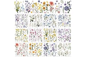 BBTO 12 Sheets Rub on Transfers for Crafts and Furniture Rub on Transfer Stickers Decals for Wood DIY Paper Home Decor, 5.5 x 5.7 Inch(Fresh Flowers)
