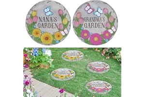 PINPON 2 Pack Grandma’s Garden Stepping Stone, 10 inch Decorative Stepping Stones Pavers for Outside Walkway Garden Decor Stones Outdoor, Great Surprise for Grandma, Mother's Day, Best Grandma Birthday