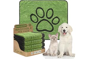 Qeils Reusable Dog Pee Pads, 4 Pack Super Absorbent & Leakproof Washable Puppy Pads with Soft Green Top Layer, for Potty Training, Crates, Couch, Car Seats & Pet Beds, 30"x 34"