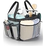 galasily Shower Caddy Basket Portable for College Dorm Room Essentials, Black Beach Bag Tote Mesh Pool Shower Bag Organizer w