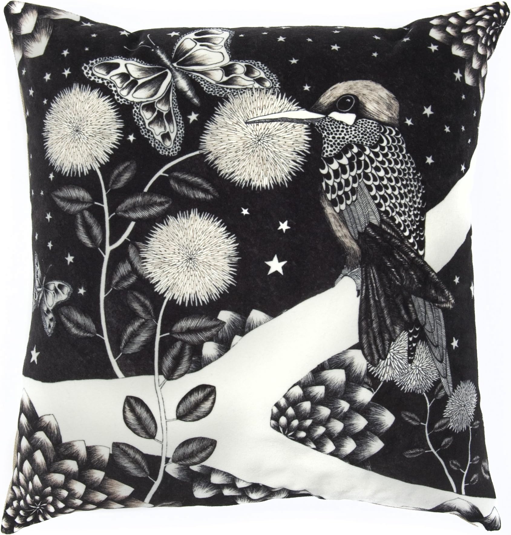 Nadja Wedin Design Hummingbird – Cushion Cover Velvet 48 x 48 cm, Black/White