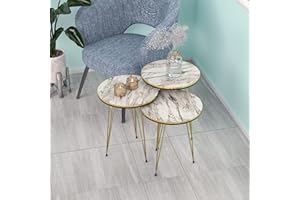 MOOGCO Round Nesting Set of 3, Modern Woodgrain Look Base for Living Room Coffee Tables or Nightstands - Coffee Table - Side End Table - Small Side Table