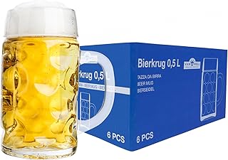 Van Well 6er Set Maßkrug 0,5L geeicht | Halber Liter Bierkrug mit Henkel | Bierglas spülmaschinenfest perfekt geeignet für Gastronomie