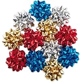 Hallmark Metallic Gift Bows 12-Pack (Red, Blue, Gold, Silver)