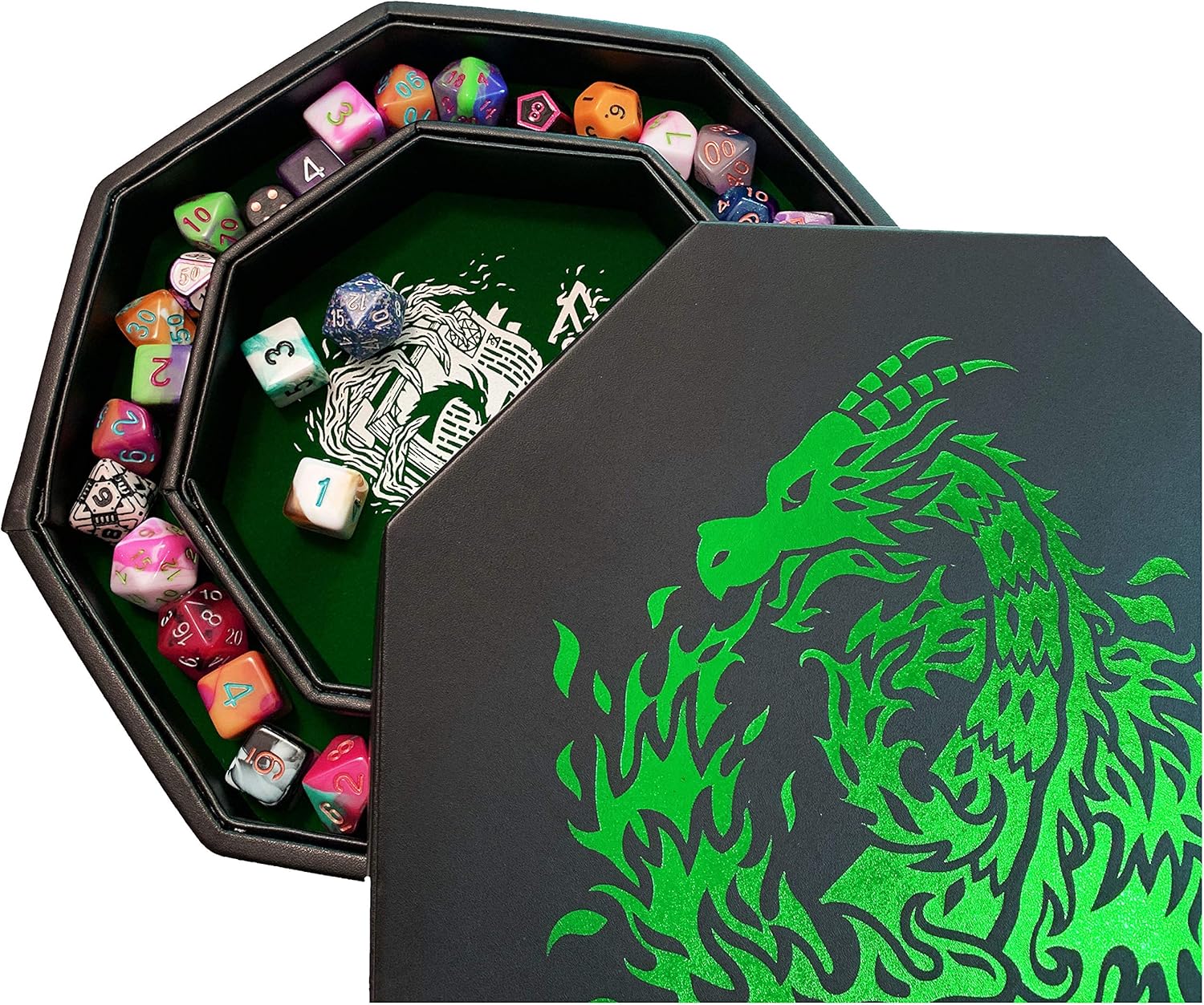 Fantasydice GREEN Fire Dragon, Dice Tray