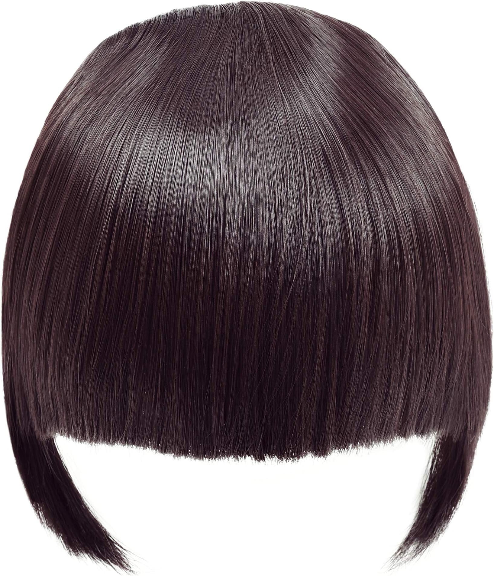 Clip in Bangs Fringe Hair Extensions with Temples Synthetic Fashion Hair-pieces Wine Red