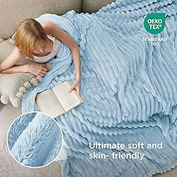 Bedsure GentleSoft Blue Full Blanket for Couch