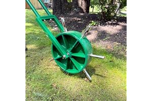 Landzie AeroCore Duo Rolling Lawn Aerator – Manual Core Plug Aerator with Chamfered Hollow Tines – Heavy-Duty 38.8 Pound Wheel Aerator Lawn Tool – Push Yard Aerator Aeration Tool (Single)