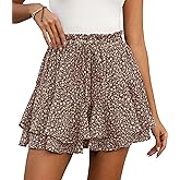 LOMMOJ Shorts for Women Summer Casual Ruffle Chiffon Skorts Boho Mini Skirts