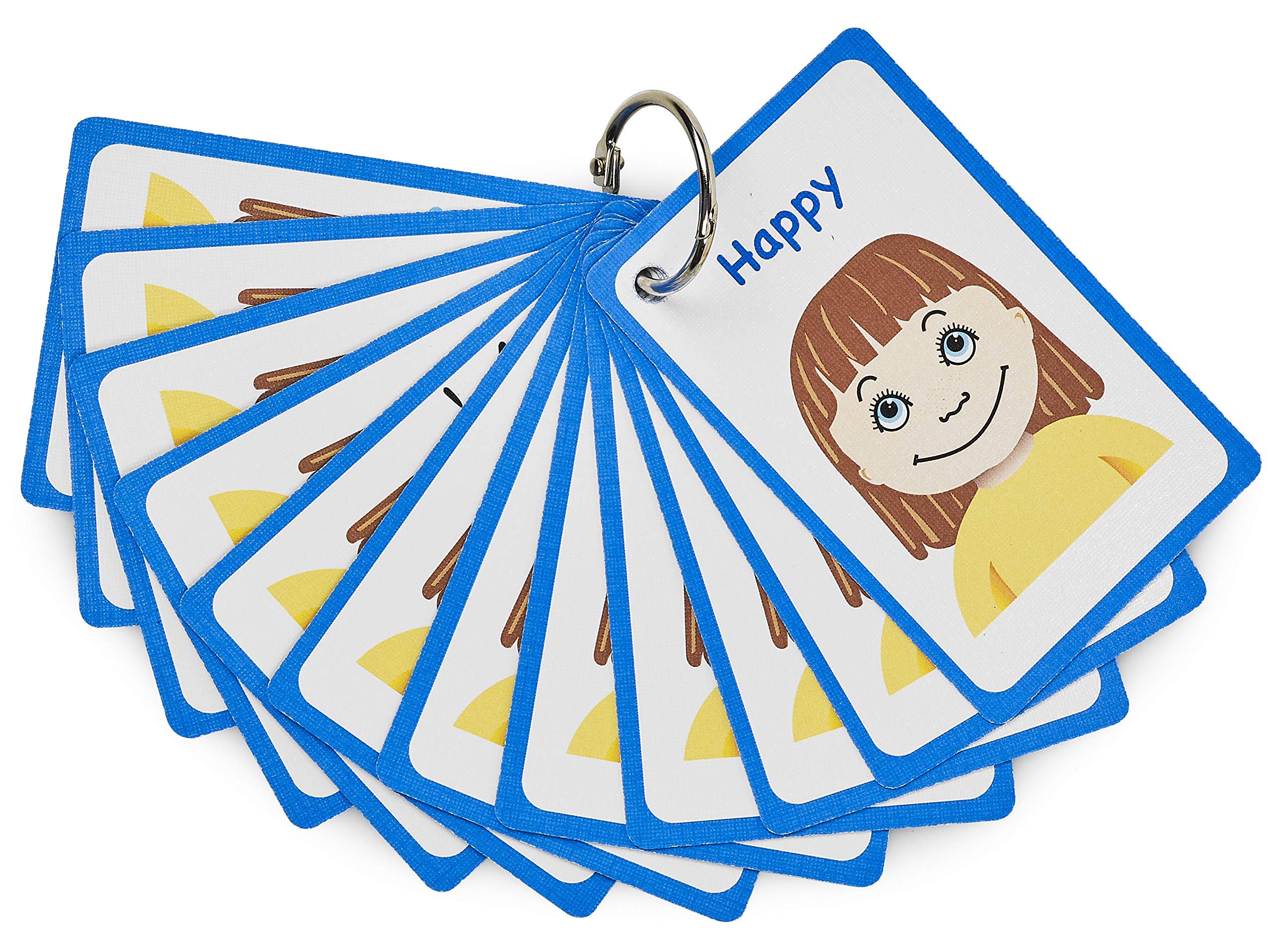 Amonev My Feelings and Emotion Girls Flashcards for visual aid Special Ed, Speech Delay Non Verbal Children and adults with Autism, Special Needs ASD ADHD (White Girl)