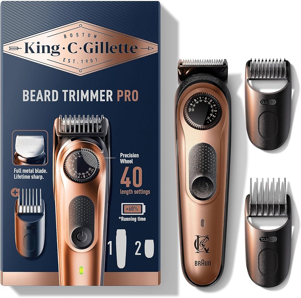 King C. Gillette Beard Trimmer PRO 40 Length Settings 80 Min Runtime