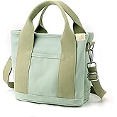 Small Canvas Tote Bag with Zipper 2025 - Multi-Pocket Crossbody Shoulder Satchel Hobo Messenger Bags for Casual Use