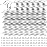 500 Pcs Stainless Steel Earring Hooks, Sliver Ear Hooks for Jewelry Making with 500pcs Silicone Ear Backs Stoppers Earring Making Supplies Kit, Ears Wires French Wire Hook