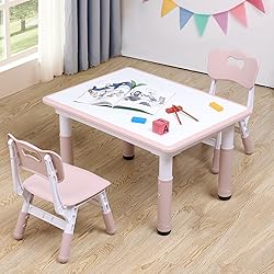 Adjustable Kids Table & Chairs Set for Ages 3-8