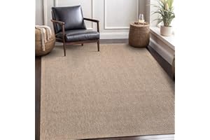 CAMILSON Easy Jute Rug 8x10, Indoor Outdoor Natural Color Fiber Area Rugs for Living Room and Patio Rug Herringbone Seagrass Boho Woven Design Easy-Cleaning Washable Outside Carpet Alfombras 8 x 10