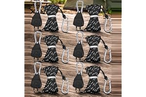 Ratchet Tie Down Straps, Retractable Heavy Duty Rope Pulley System with Carabiner Hook for Kayak Hanging Plants Grow Light Te