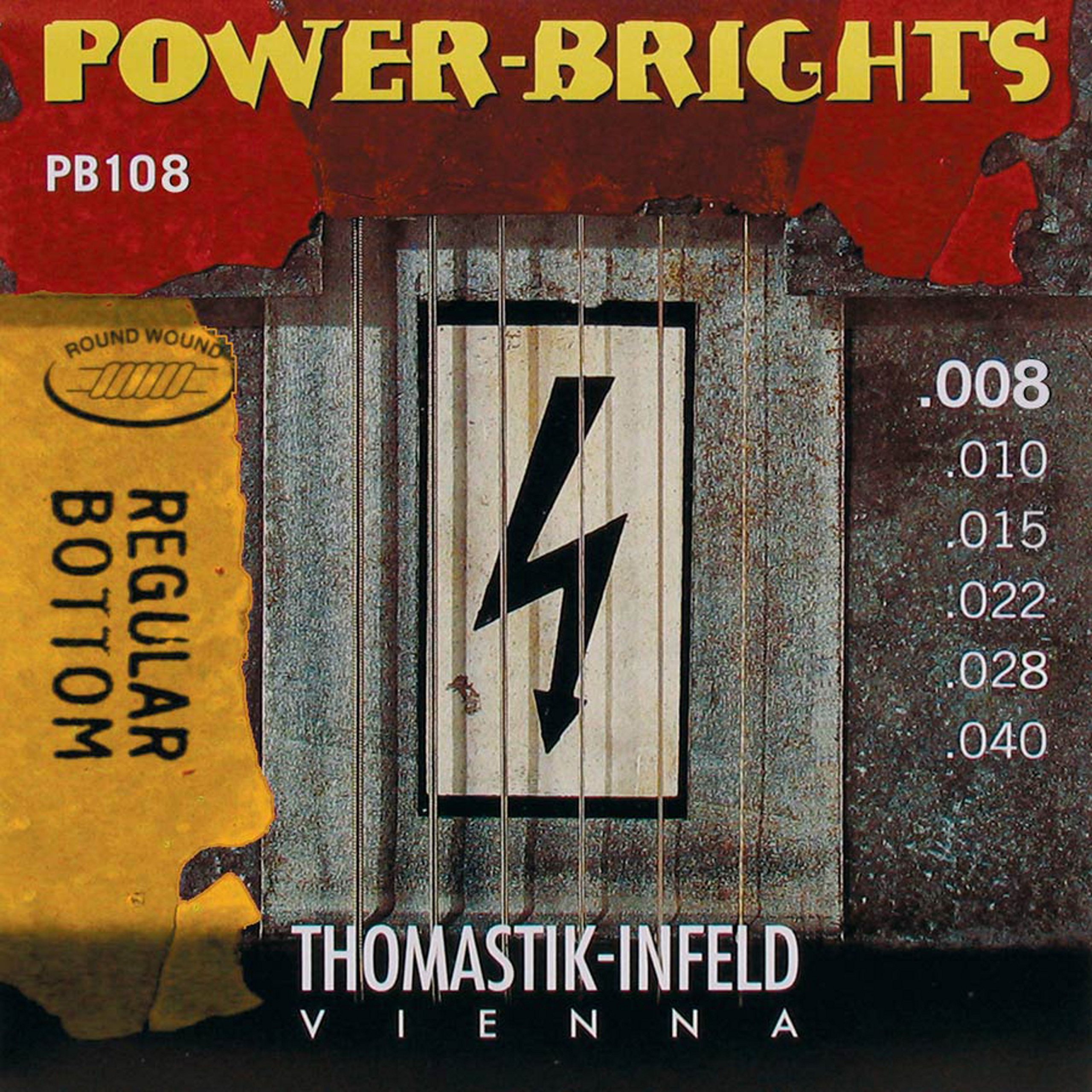 Thomastik Saiten für E-Gitarre Power Brights Series Regular Bottom Satz PB108 Extra Light .008-.040w — image 1