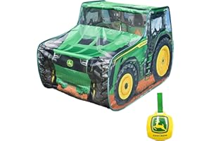 John Deere Pop Up Tent – Tractor Playhouse for Kids | Removable Key Fob with Tractor and Farm Sounds | Vehicle Toys for Toddlers - Sunny Days Entertainment