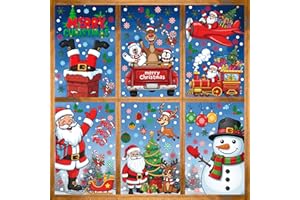 BACKTOPEIA Christmas Window Clings Stickers | 350Pcs Christmas Clings Xmas Window Decals Decorations Indoor Outdoor Glass Snowflake Santa Claus Reindeer Penguin Snowman Accessories Decor Supplies