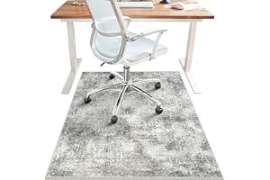 BESBLEE Office Chair Mat for Hardwood Tile Floor, Abstract 36"X 48" Desk Mats for Office Chair on Rolling Chairs Carpet, Desk Anti-Slip 1/5" Thick Rug for Computer Chair, Thin Low-Pile Floor Mat, Slate