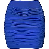 KMystic Stretch Seamless Solid Basic Pleated Bodycon Mini Skirt