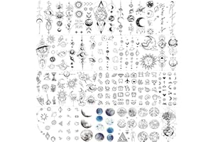 COKTAK 28 Sheets Outer Space Temporary Tattoos For Kids Women Men, 3D Fake Realistic Star Sun Moon Tattoo Stickers Boys Girls, Long Lasting Geometric Planets Universe Tattoos Neck Small Solar System