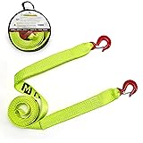 Mozzbi Tow Strap Alloy Latch Hooks - 10K LBS, Breaking Capacity 4.5T, 2" Heavy Duty Vehicle Towing for Car Emergency Rope Highly Strong and Durable Off Road Tree Saver, 4 Meter Long