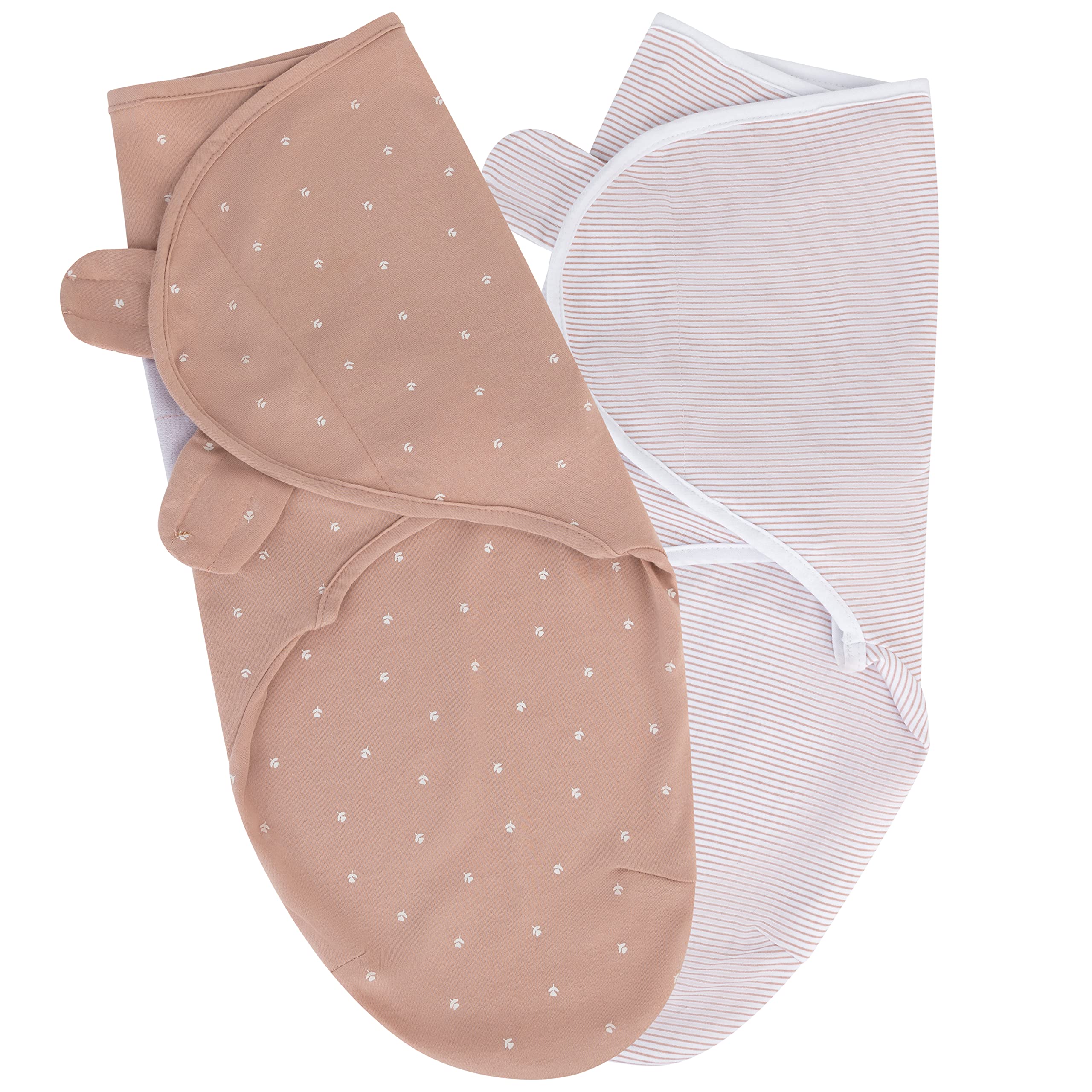 Ely's & Co. Adjustable Swaddles for Newborn, Baby Swaddles 0-3 Months, Velcro Swaddle Sack for Baby Girl, 100% Cotton, 2 Pack (Pink Tulip)