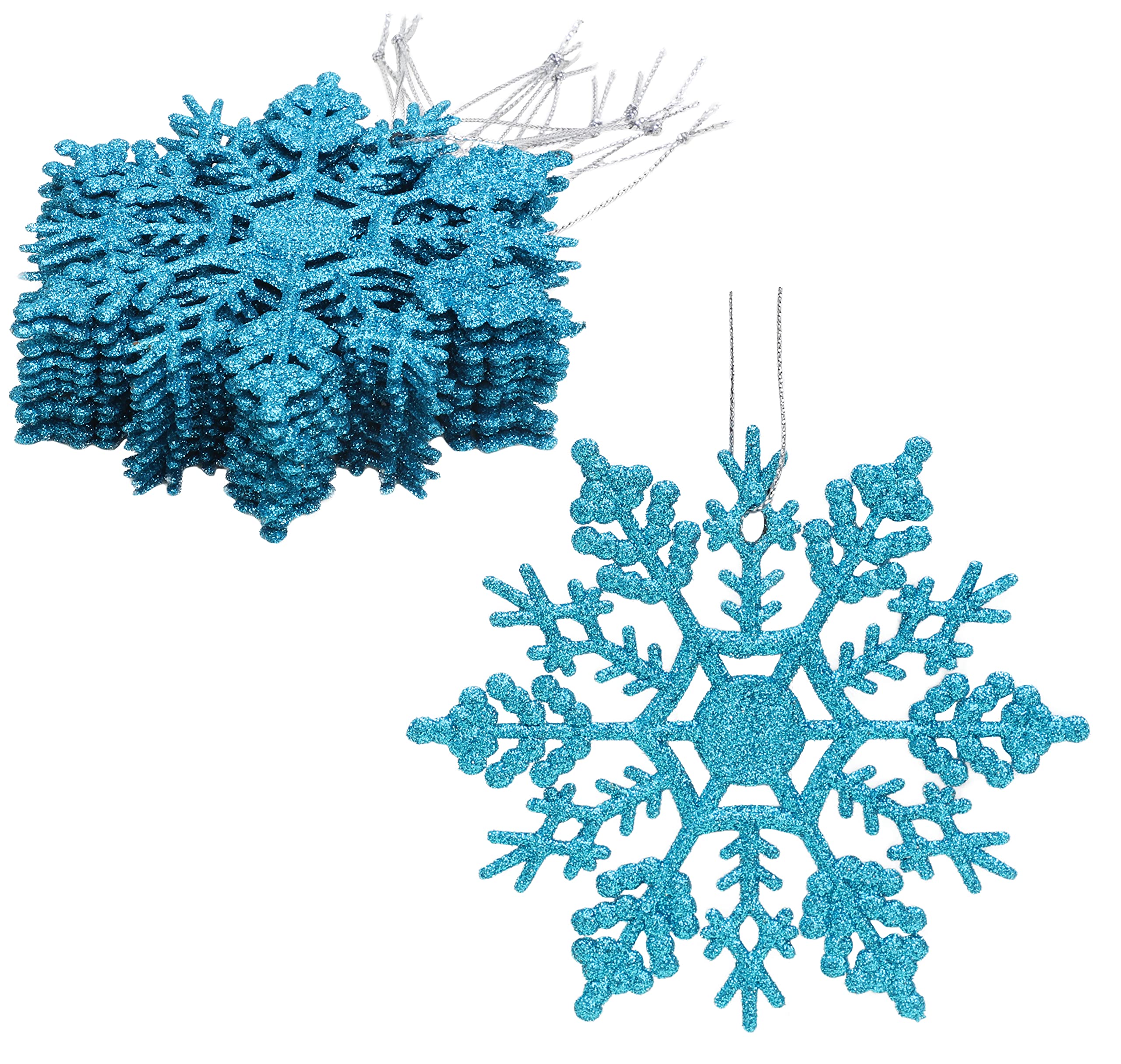 Christmas Concepts® Pack of 12-100mm (4") Glitter Snowflake Hanging Decorations - Christmas Decoration