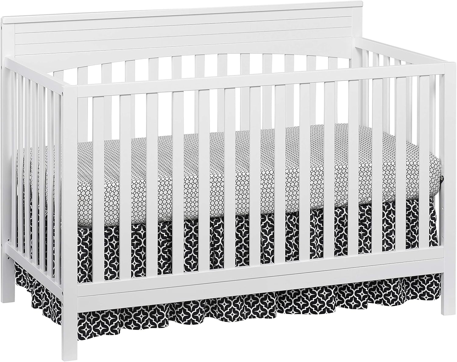 white and walnut crib