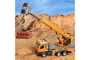 BLUEYAK Kids Toys for 3 4 5 6 7 Years Old Boys, Die-cast Construction Toys Set w/Lights & Sounds, 29IN Crane Arm Alloy Engineering Construction Vehicles Truck Toys, Classics Crane Truck Model