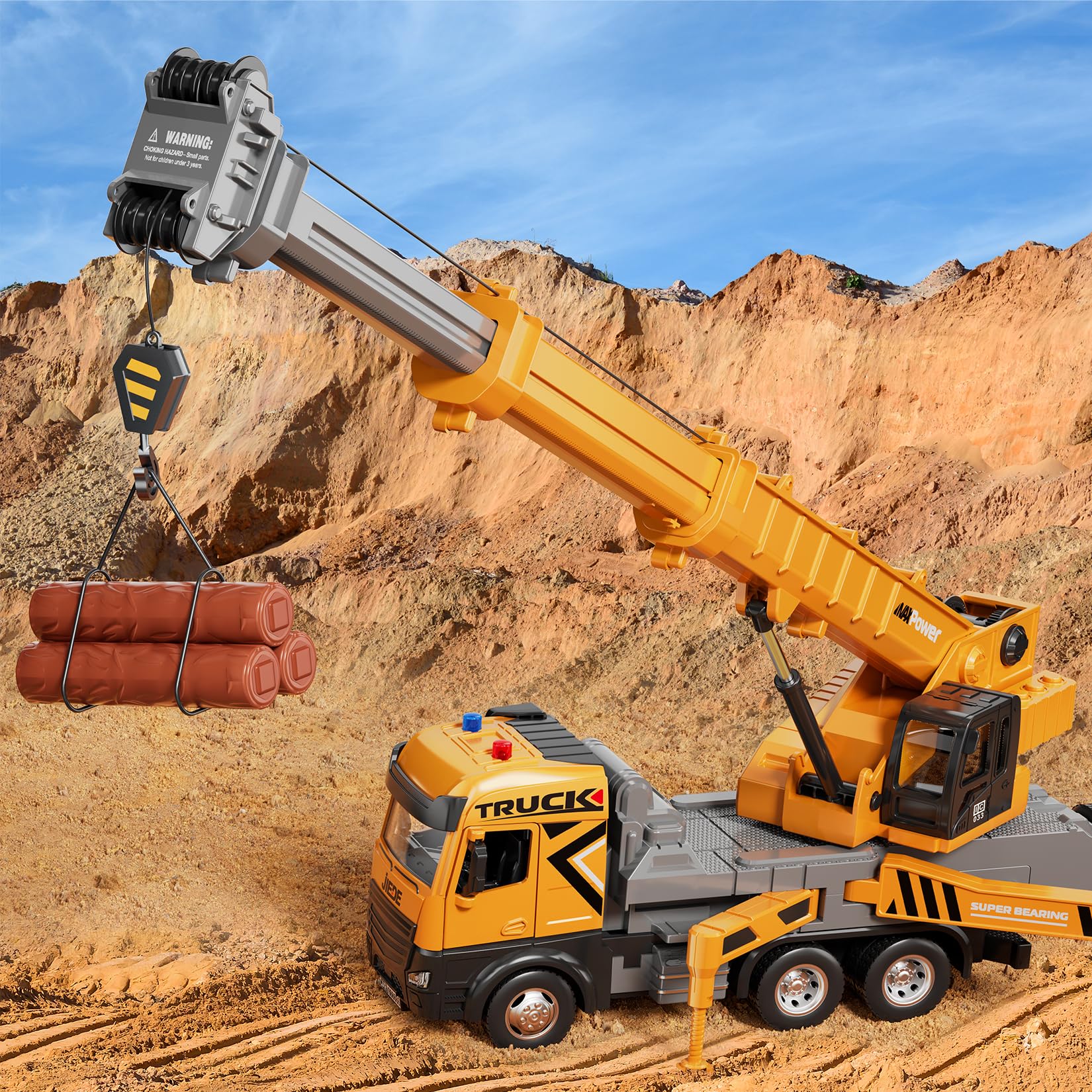 Photo 1 of BLUEYAK Kids Toys for 3 4 5 6 7 Years Old Boys, Die-cast Construction Toys Set w/Lights & Sounds, 29IN Crane Arm Alloy Engineering Construction Vehicles Truck Toys, Classics Crane Truck Model