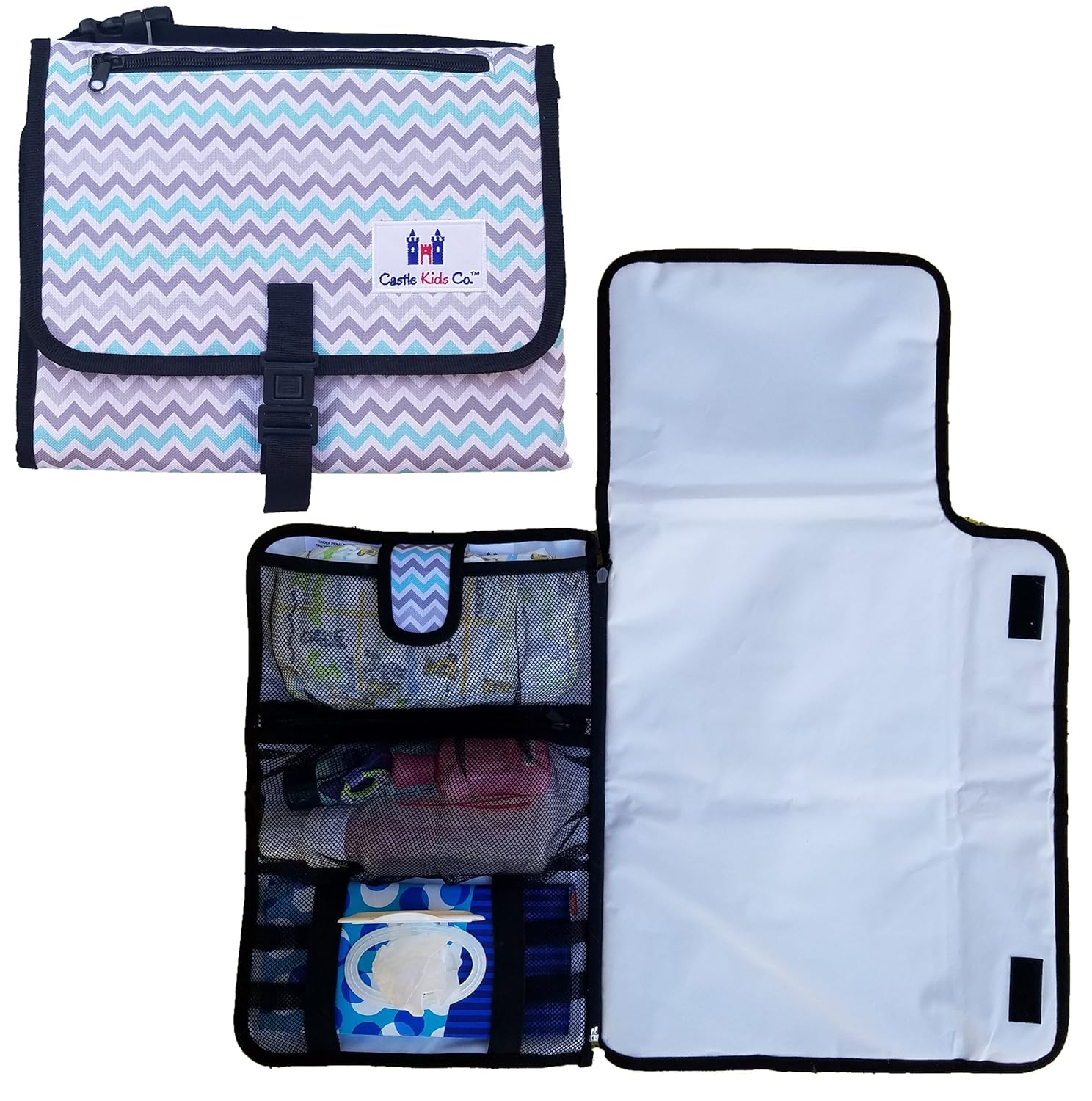 travel changing mat with wipes case