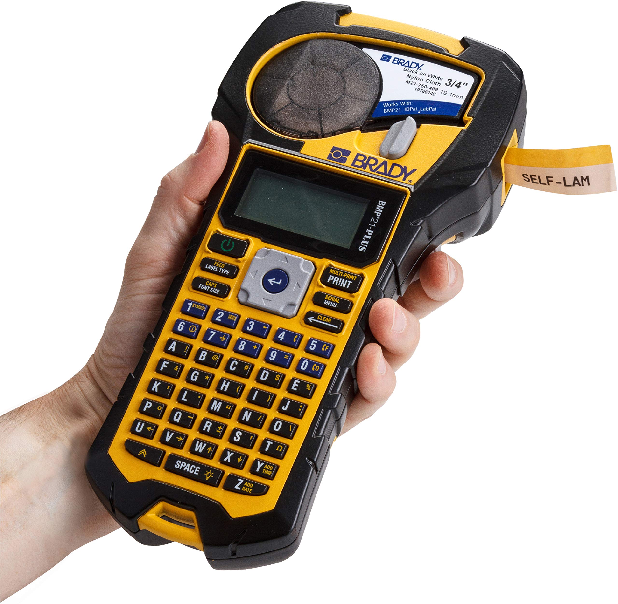 Brady BMP21PLUS Handheld Label Printer with Rubber Bumpers, MultiLine Print, 6 to 40 Point