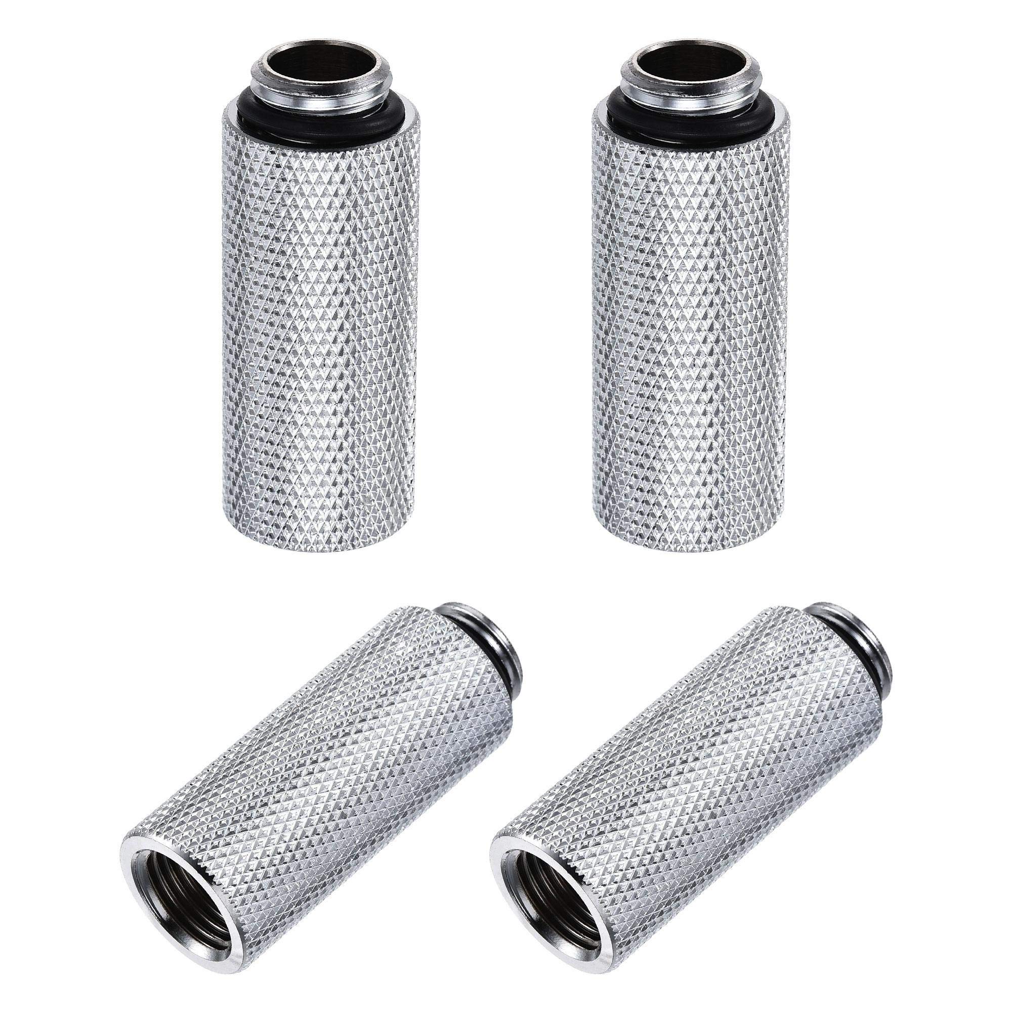 sourcing map Male to Female Extender Fitting G1/4 x 40mm for PC Water Cooling System Silver 4pcs