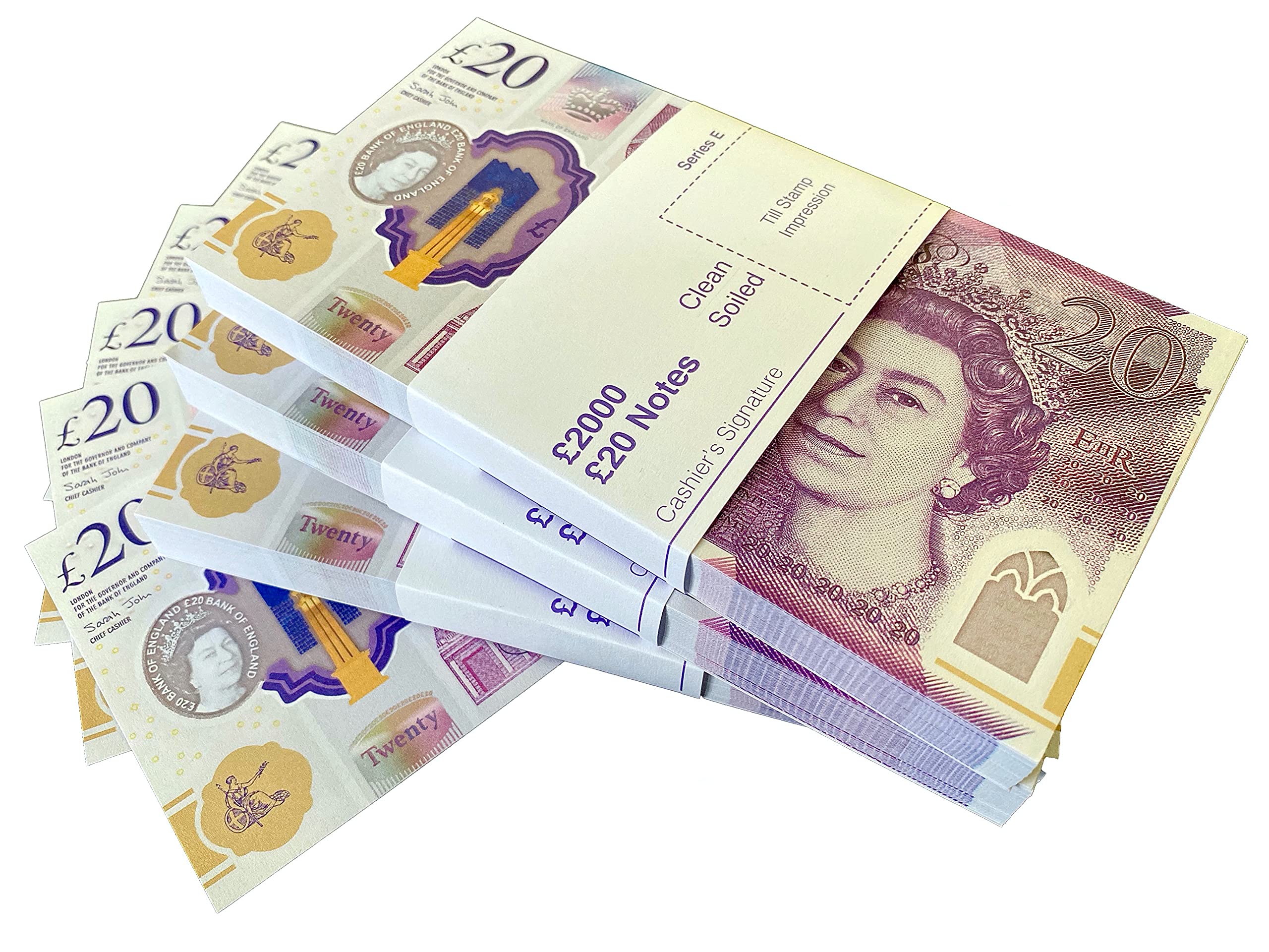 Big Screen Stacks | New Edition x 3 Stacks of £20 Prop Money Pounds | Made by UK Industry Award Winners | £6,000 in Pretend Bank Notes | Compliant with Bank Of England
