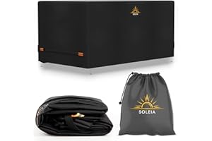 SOLEIA Outdoor Bar Cover Patio Furniture Covers - Strong Rip Resistant UV Protected Waterproof 600D Oxford Fabric - Brand Name Level of Quality, Value Priced Product (Black, Rectangular - 112x75x30 Inches)