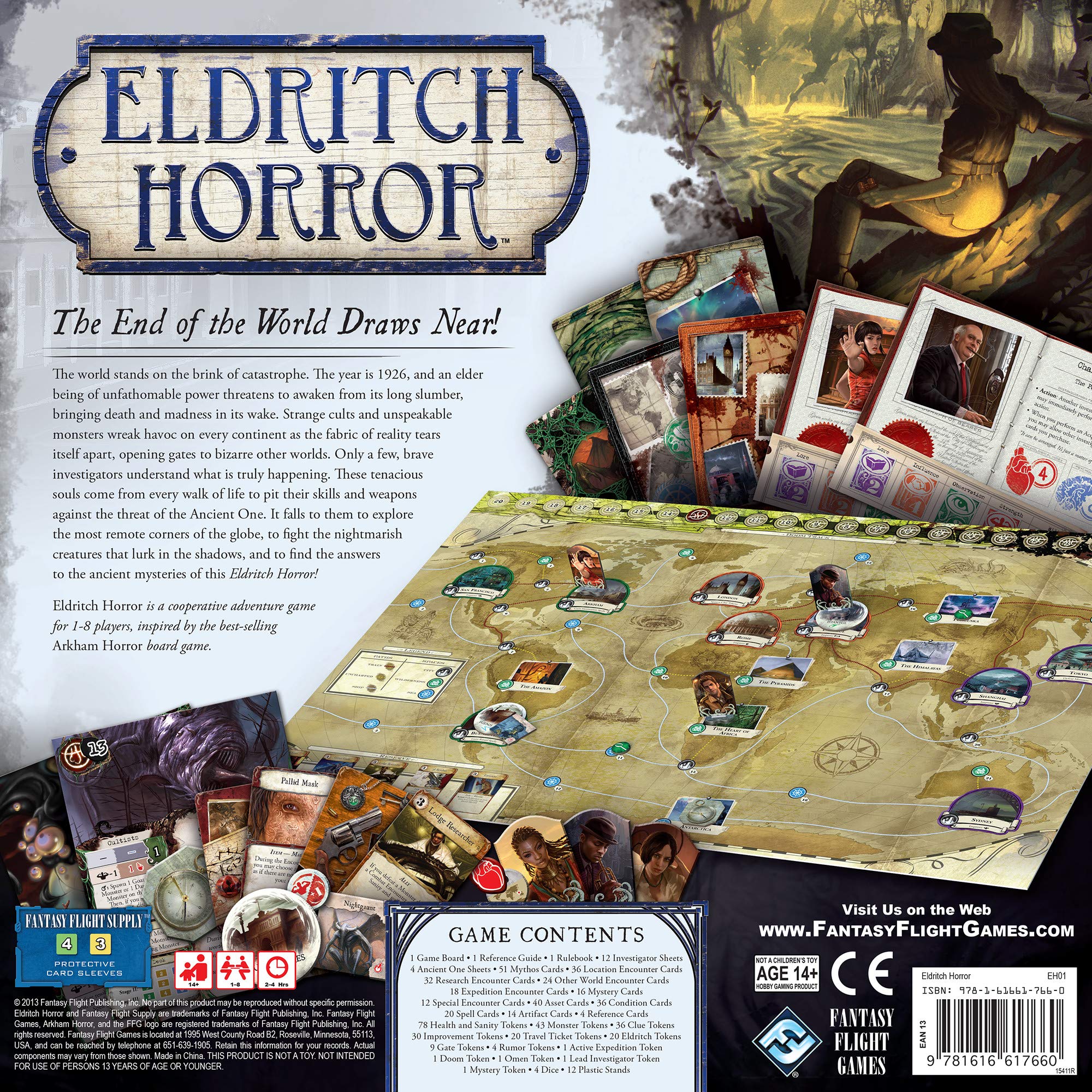 Asmodee Eldritch Horror Board Game - A World-Spanning Cooperative Adventure in Terror, Mystery Game for Adults, Ages 14+, 1-8 Players, 2-4 Hour Playtime