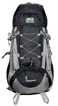 Hikers way 55 Ltrs Black-Grey Rucksack Backpacks Travel Bag Hiking Bag Camping Bag Trekking Bags with Waterproof Compartment (HW-5501Grey)