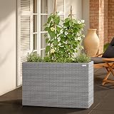 CASARIA Flower Box Large Tall Rattan Pot Planter 95x27x60 cm Grey view 6