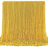 SHAOQINLIN 144 PCS Gold Mardi Gras Beads, Christmas Necklaces, Golden Bead Necklace, 33'' Metallic Gold Party Beads for Mardi Gras, Christmas, New Year's Day, Carnival Party Favors